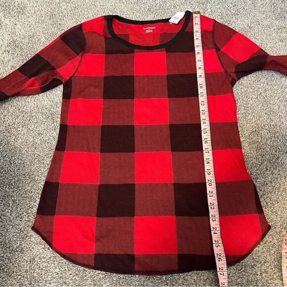 Old Navy Slim-Fit Printed Thermal-Knit Tee for Women NEW Large Red Buffalo Plaid - Picture 10 of 10